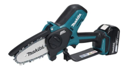 Mini tronçonnes=use makita sur un fond blanc